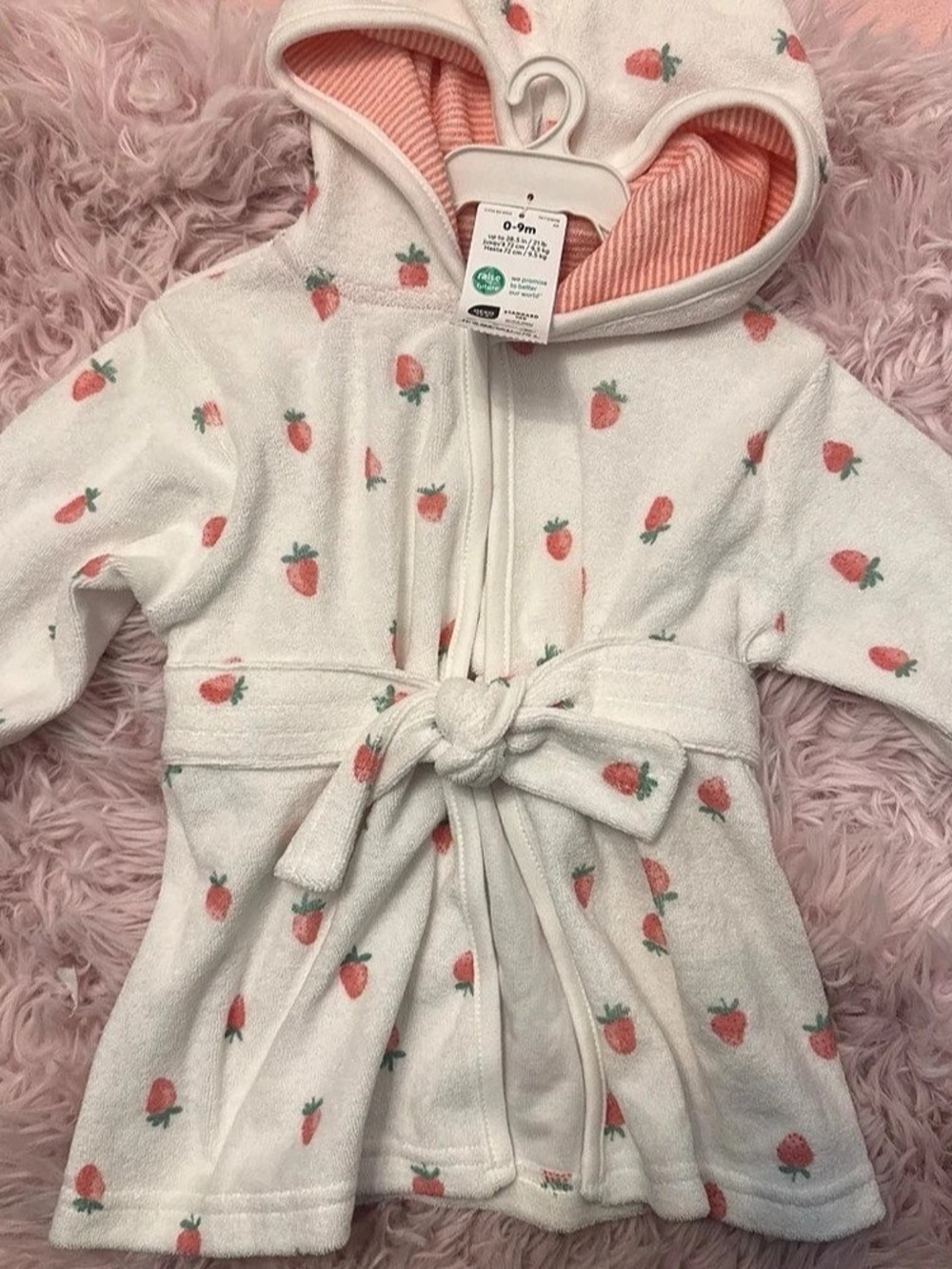Carter's Strawberry Hooded Robe Baby 0-9m NWT